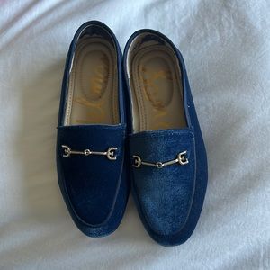 Kids Sam Edelman velvet loafers in navy blue